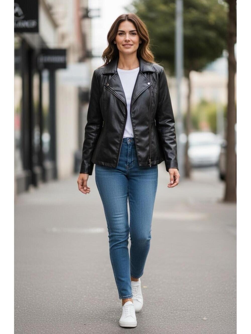 Guess Black Faux Leather Moto Jacket Women’s  Size Medium